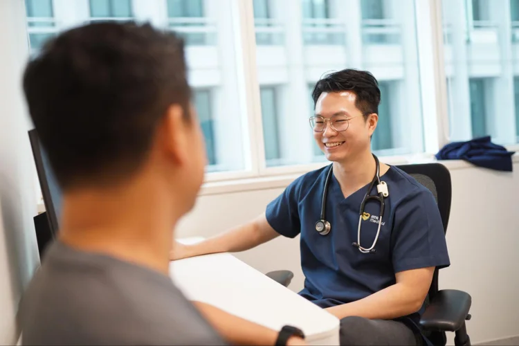 Adult man going for a basic health screening in singapore.