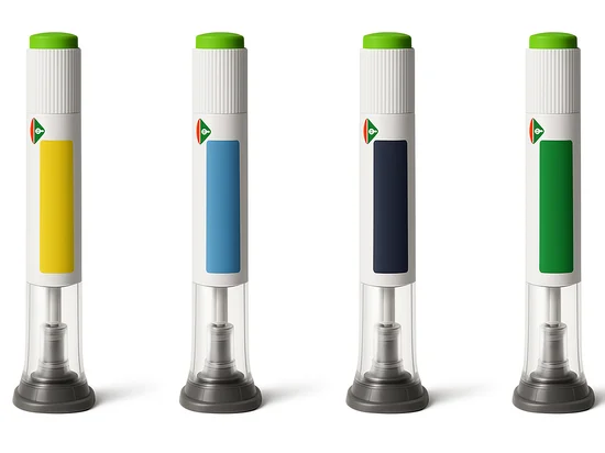 Four Dulaglutide injection pens in different strengths for type 2 diabetes treatment in Singapore.