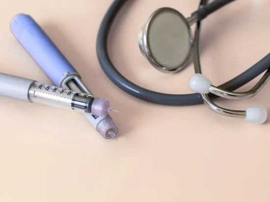 Semaglutide injection pens with stethoscope, used for diabetes treatment and weight management.