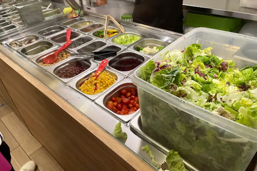 The Salad Corner's counter for customers to order and create their own salad