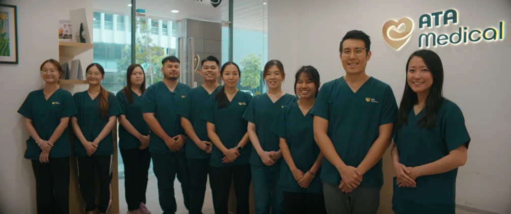 ATA Medical healthcare team standing at reception ready to provide customised health screenings.