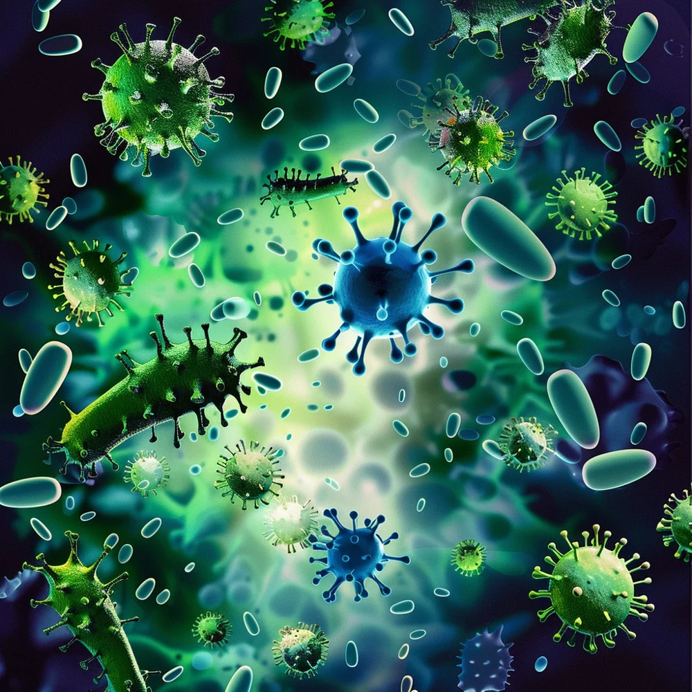 Bacteria and virus in digestive and gastrointestinal tract.