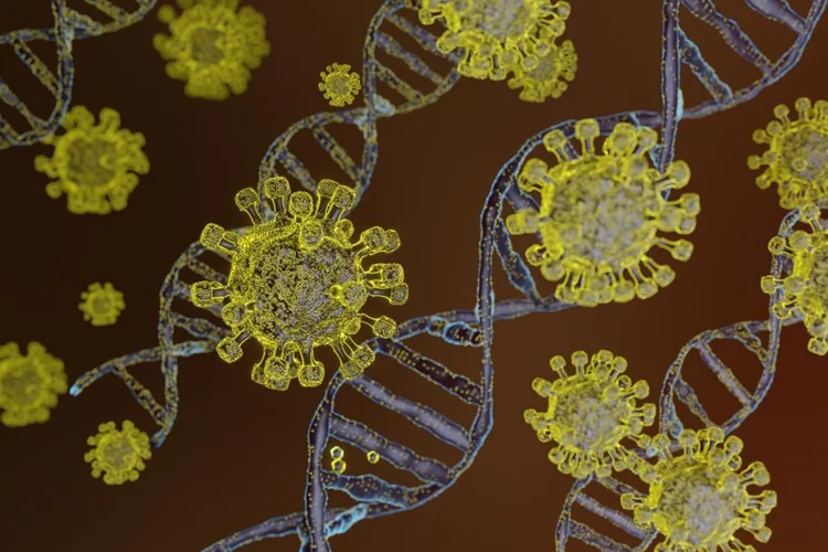 Graphic depicting DNA of STI bacteria and viruses.