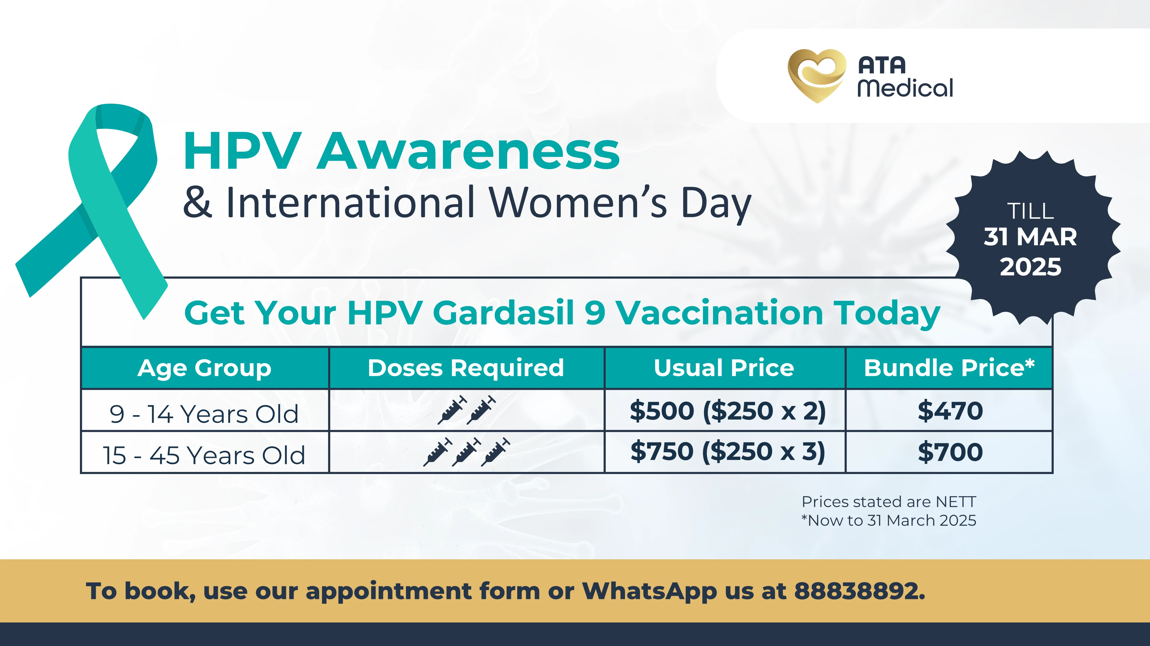 HPV Vaccination Bundle From $470 for HPV Awareness Day