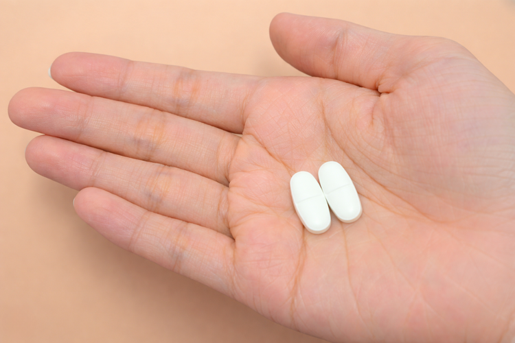 Hand holding prescribed malaria medication for travel to risk areas in South America.