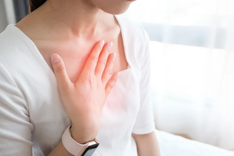 Rapid heartbeat a symptom of hyperthyroidism.