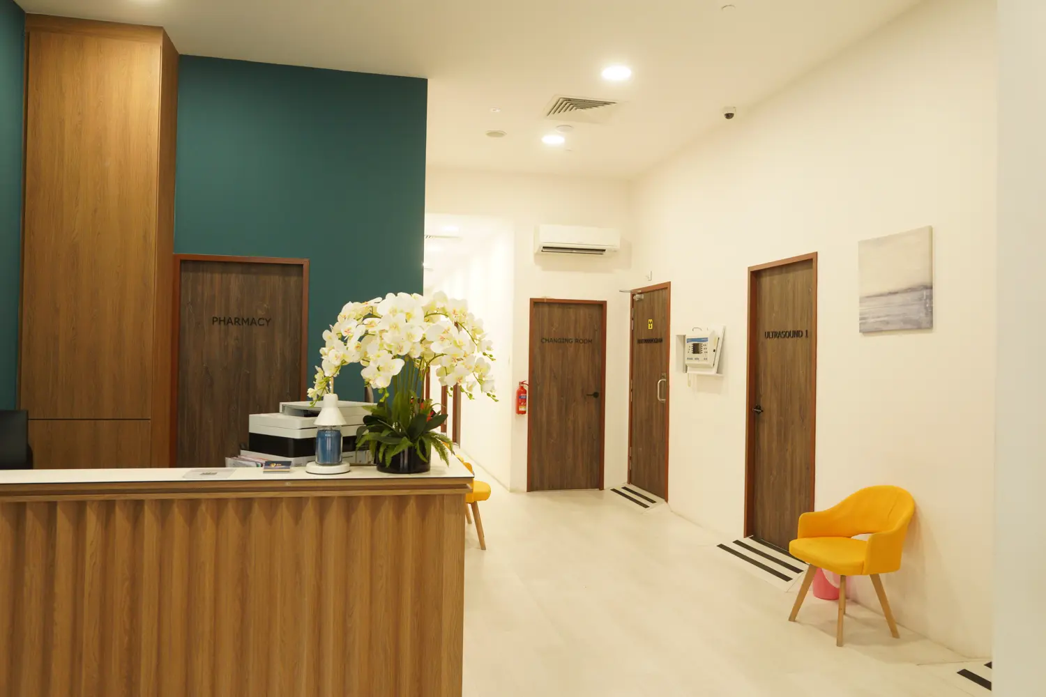 Reception area leading to screening rooms of ATA Medical clinic (Anson House).