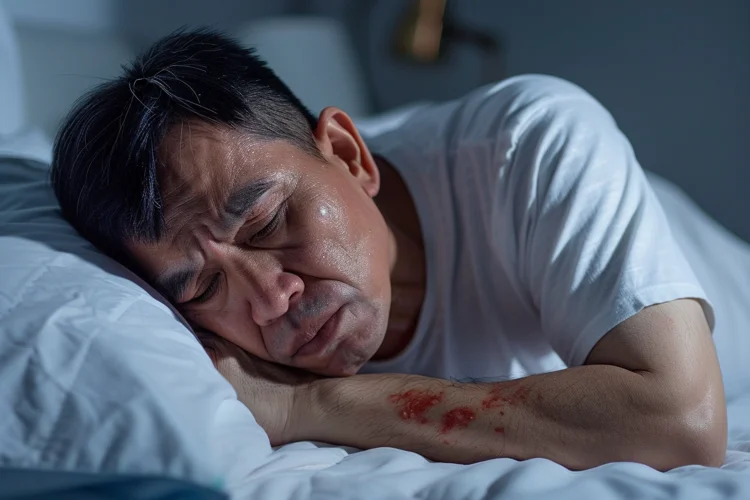 Singaporean man above 50 trying to get adequate rest at home to complement the antiviral treatment prescribed by his doctor for shingles.