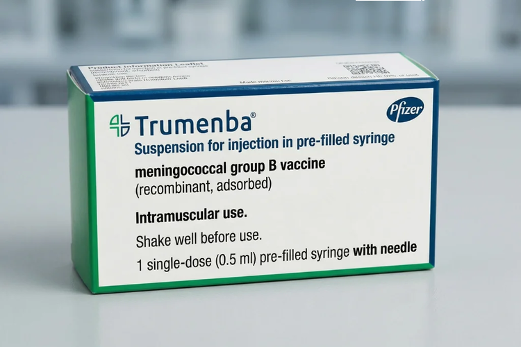 Trumenba MenB vaccine box by Pfizer for meningococcal group B protection.