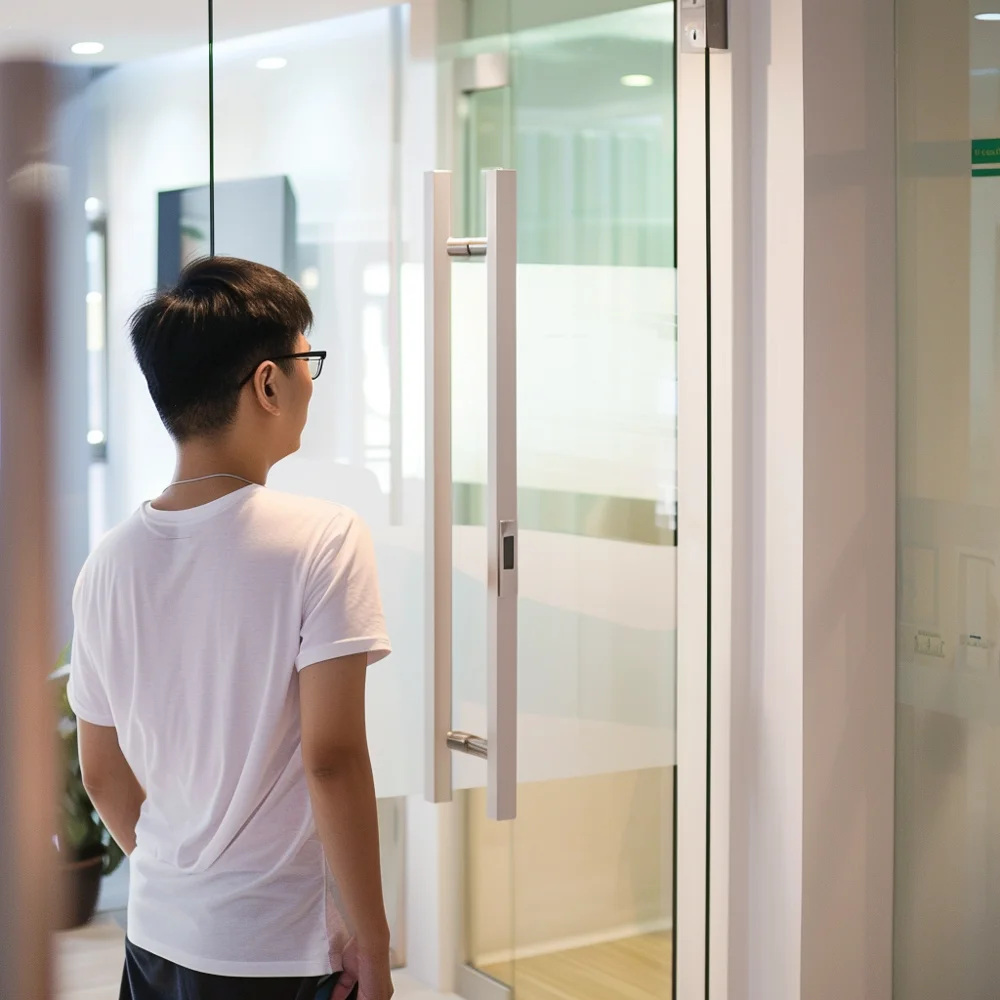 Young asian man going to a clinic for an STD test.