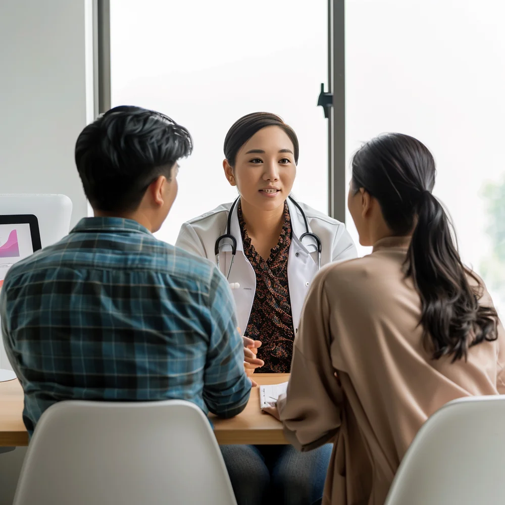 Young couple going for pre-marital screening tests offered as specialised tests in certain health screening packages in singapore.